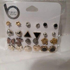 Bloom New York Women's Stud  Earrings Pack12 Pairs
